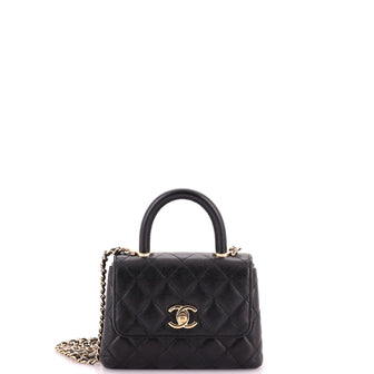 Chanel Coco Top Handle Bag Quilted Caviar Extra Mini
