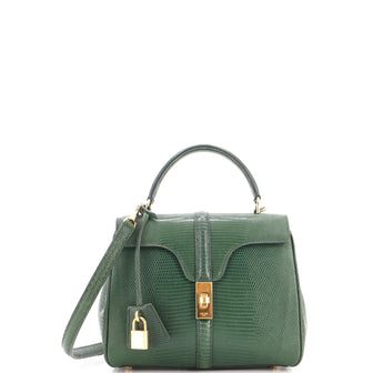 Celine 16 Top Handle Bag Lizard Small