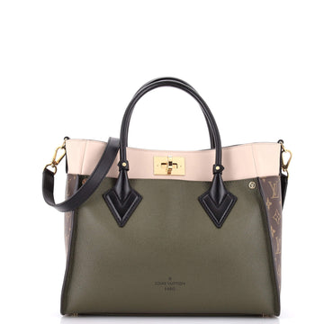Louis Vuitton On My Side Tote Leather with Monogram Canvas MM