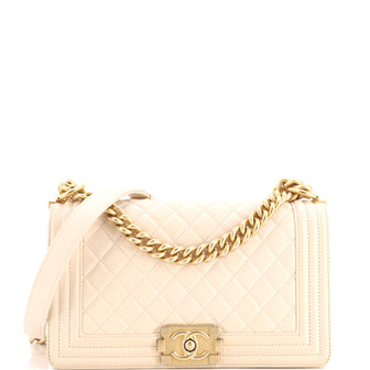 Chanel Boy Flap Bag Quilted Lambskin Old Medium