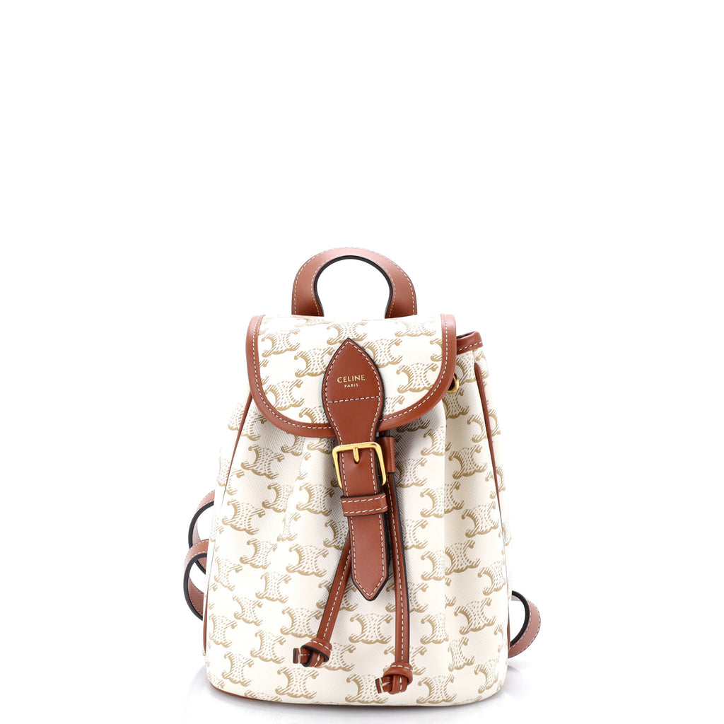 Celine Folco Backpack Triomphe Coated Canvas Mini Neutral 4440811