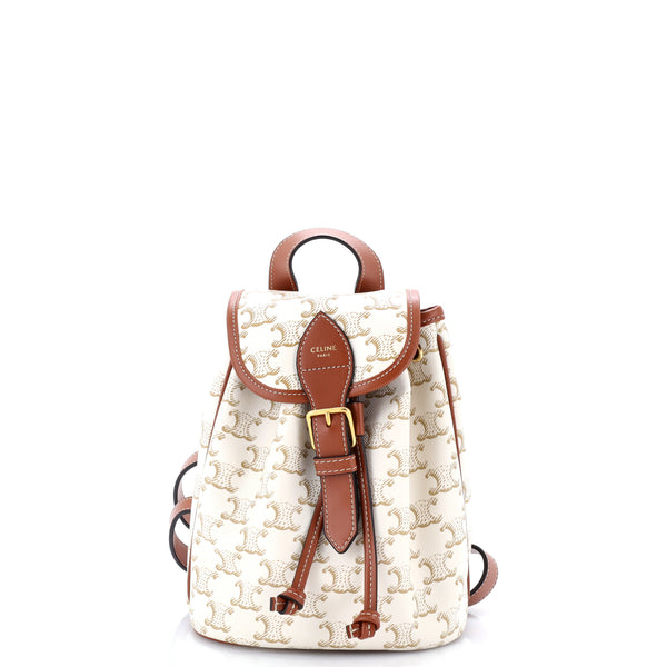 Celine Folco Backpack Triomphe Coated Canvas Mini Neutral 4440811