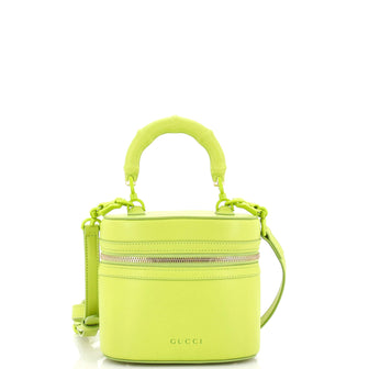 Gucci Bamboo Top Handle Vanity Shoulder Bag Leather Mini