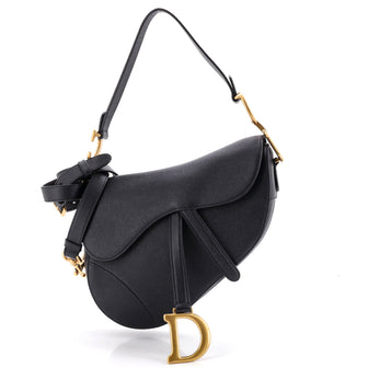 Christian Dior Saddle Handbag with Strap Leather Medium