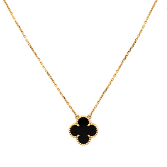 Van Cleef & Arpels Vintage Alhambra Pendant Necklace 18K Yellow Gold and Onyx