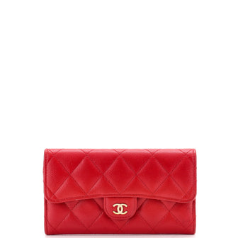 Chanel CC Gusset Classic Flap Wallet Quilted Caviar Medium
