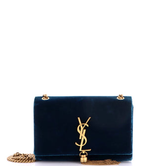 Saint Laurent Classic Monogram Tassel Crossbody Bag Velvet Small