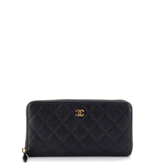 Chanel Zip Around Wallet Quilted Caviar Long