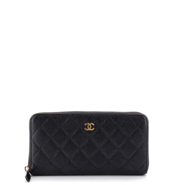 Chanel Zip Around Wallet Quilted Caviar Long