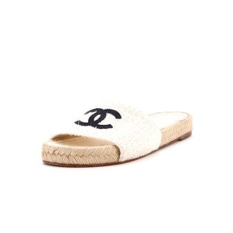 Chanel Women's CC Espadrille Slide Sandals Tweed