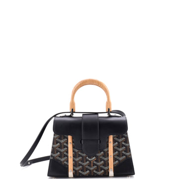 Goyard Structured Saigon Top Handle Bag Coated Canvas with Leather Mini