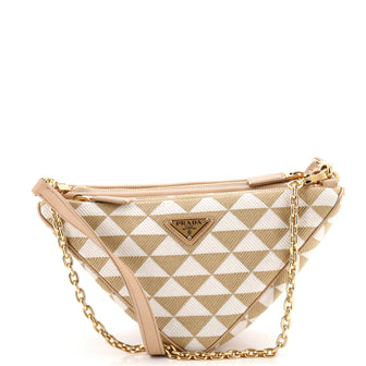 Prada Double Symbole Triangle Bag Leather and Jacquard Mini