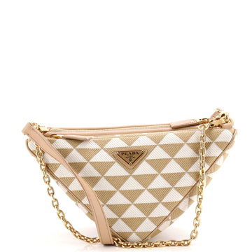 Prada Double Symbole Triangle Bag Leather and Jacquard Mini