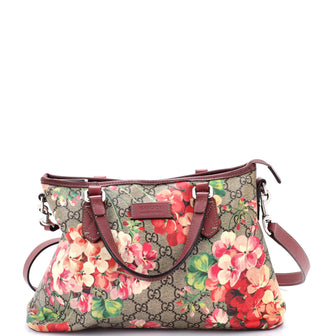 Gucci Convertible Zip Tote Blooms Print GG Coated Canvas Medium