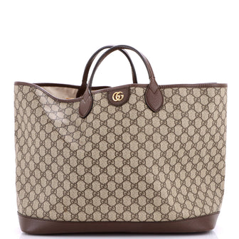 Gucci Ophidia Top Handle Shopping Tote GG Coated Canvas and Leather Medium