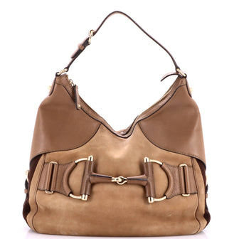 Gucci Web Horsebit Heritage Hobo Nubuck