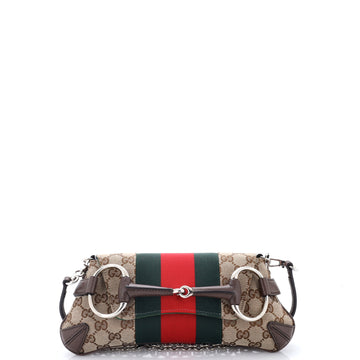 Gucci Horsebit NM Web Chain Clutch GG Canvas Small