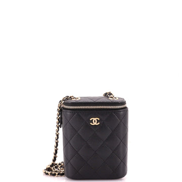Chanel Vertical Classic Vanity Case with Chain Quilted Caviar Small
