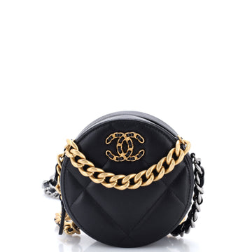 Chanel 19 Round Clutch with Chain Quilted Leather