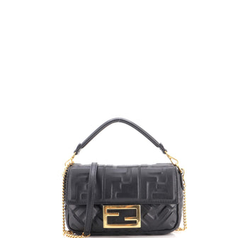 Fendi Baguette NM Bag Zucca Embossed Leather Mini