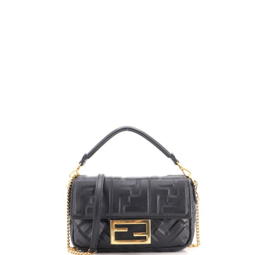 Fendi Baguette NM Bag Zucca Embossed Leather Mini