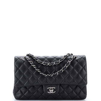 Chanel Classic Double Flap Bag Quilted Glitter Caviar Medium