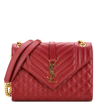 Saint Laurent Classic Monogram Envelope Satchel Mixed Matelasse Leather Medium