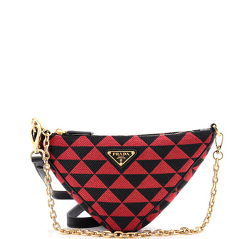 Prada Symbole Triangle Bag Leather and Jacquard Mini