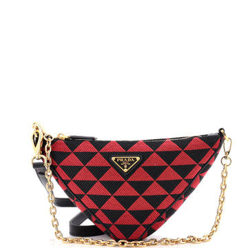 Prada Symbole Triangle Bag Leather and Jacquard Mini