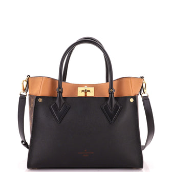Louis Vuitton On My Side Tote Leather with Monogram Canvas MM