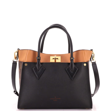 Louis Vuitton On My Side Tote Leather with Monogram Canvas MM