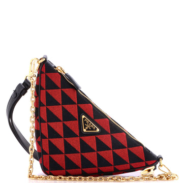 Prada Symbole Triangle Bag Leather and Jacquard Mini