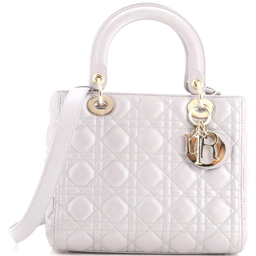 Christian Dior Lady Dior Bag Cannage Quilt Metallic Leather Medium