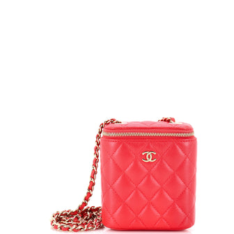 Chanel Vertical Classic Vanity Case with Chain Quilted Caviar Mini