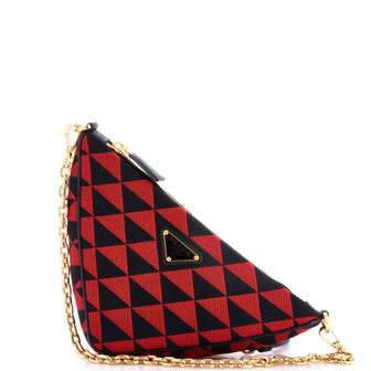 Prada Symbole Triangle Bag Leather and Jacquard Mini
