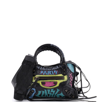 Balenciaga City Graffiti Classic Studs Bag Leather Mini