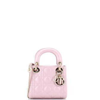 Christian Dior Lady Dior Chain Bag Cannage Quilt Lambskin Mini