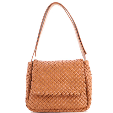 Bottega Veneta Cobble Flap Shoulder Bag Padded Intrecciato Leather Small