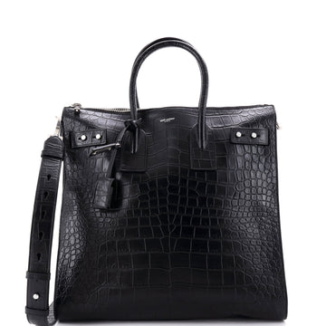 Saint Laurent Sac de Jour Souple Zip Tote Crocodile Embossed Leather North South