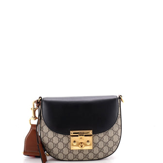 Gucci Padlock Saddle Shoulder Bag GG Coated Canvas and Leather Medium