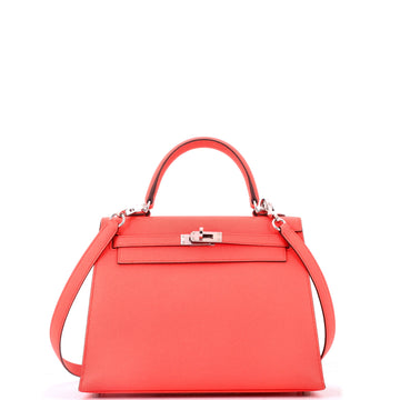 Hermes Kelly Handbag Pink Epsom with Palladium Hardware 25