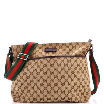 Gucci Front Pocket Web Messenger GG Canvas Medium