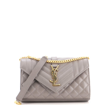 Saint Laurent Classic Monogram Envelope Satchel Mixed Matelasse Leather Small