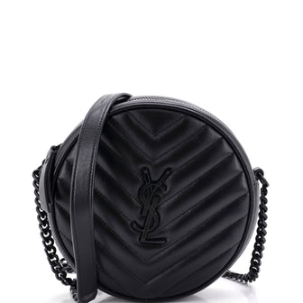 Saint Laurent Vinyle Round Camera Bag Matelasse Chevron Leather
