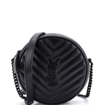Saint Laurent Vinyle Round Camera Bag Matelasse Chevron Leather