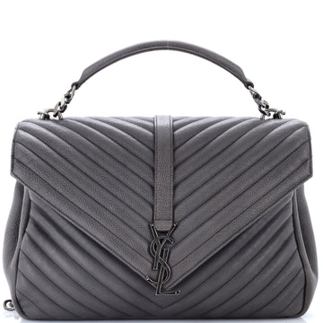 Saint Laurent Classic Monogram College Bag Matelasse Chevron Leather Large