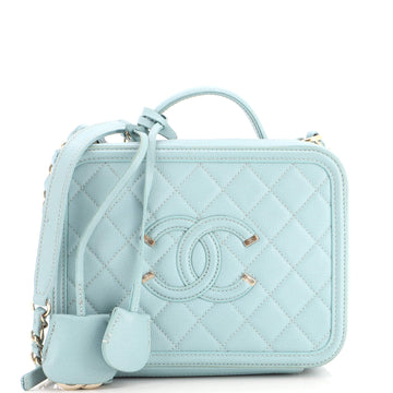 Chanel Filigree Vanity Case Quilted Caviar Medium