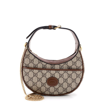 Gucci Interlocking G Patch Half Moon Hobo GG Coated Canvas Mini