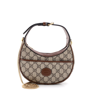 Gucci Interlocking G Patch Half Moon Hobo GG Coated Canvas Mini
