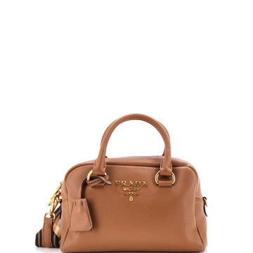 Prada Striped Strap Convertible Bauletto Bag Vitello Phenix Small